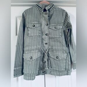 Billy T Green Striped Button-Up Jacket New